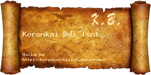 Koronkai Bálint névjegykártya